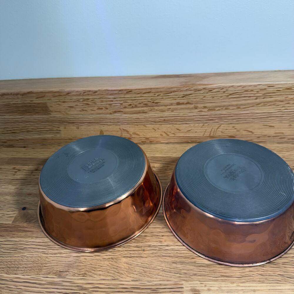 Brooks Brothers Home Hammered Copper Finish Bowls Set of 2 Stainless Steel 7"